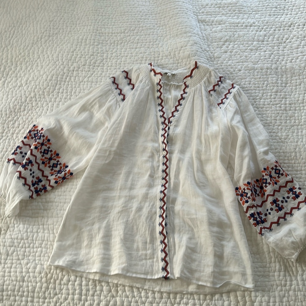Tyler Boe linen top with detail